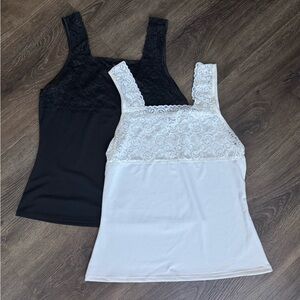 Bay Studio Lace Trim Camisoles - Black and White. New!
